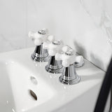 Victorian Three-Handle Deck Mount Vertical Spray Bidet Faucet with Brass Pop-Up