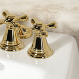 Victorian Three-Handle Deck Mount Vertical Spray Bidet Faucet with Brass Pop-Up
