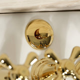 Victorian Three-Handle Deck Mount Vertical Spray Bidet Faucet with Brass Pop-Up