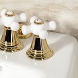 Victorian Three-Handle Deck Mount Vertical Spray Bidet Faucet with Brass Pop-Up