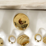 Victorian Three-Handle Deck Mount Vertical Spray Bidet Faucet with Brass Pop-Up