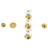 Victorian Three-Handle Deck Mount Vertical Spray Bidet Faucet with Brass Pop-Up