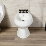 Victorian Three-Handle Deck Mount Vertical Spray Bidet Faucet with Brass Pop-Up