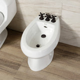 Victorian Three-Handle Deck Mount Vertical Spray Bidet Faucet with Brass Pop-Up