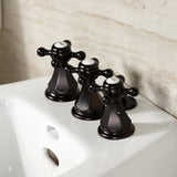 Metropolitan Three-Handle Deck Mount Vertical Spray Bidet Faucet with Brass Pop-Up