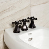 Metropolitan Three-Handle Deck Mount Vertical Spray Bidet Faucet with Brass Pop-Up