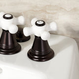 Victorian Three-Handle Deck Mount Vertical Spray Bidet Faucet with Brass Pop-Up