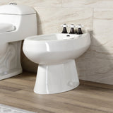 Victorian Three-Handle Deck Mount Vertical Spray Bidet Faucet with Brass Pop-Up