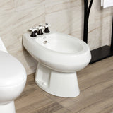 Victorian Three-Handle Deck Mount Vertical Spray Bidet Faucet with Brass Pop-Up