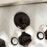 Victorian Three-Handle Deck Mount Vertical Spray Bidet Faucet with Brass Pop-Up