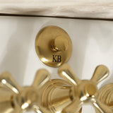 Victorian Three-Handle Deck Mount Vertical Spray Bidet Faucet with Brass Pop-Up