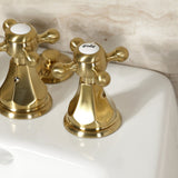 Metropolitan Three-Handle Deck Mount Vertical Spray Bidet Faucet with Brass Pop-Up