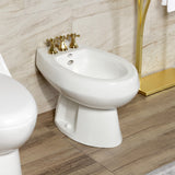 Metropolitan Three-Handle Deck Mount Vertical Spray Bidet Faucet with Brass Pop-Up