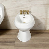 Metropolitan Three-Handle Deck Mount Vertical Spray Bidet Faucet with Brass Pop-Up