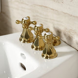 Metropolitan Three-Handle Deck Mount Vertical Spray Bidet Faucet with Brass Pop-Up