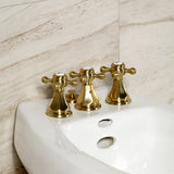 Metropolitan Three-Handle Deck Mount Vertical Spray Bidet Faucet with Brass Pop-Up
