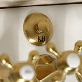 Metropolitan Three-Handle Deck Mount Vertical Spray Bidet Faucet with Brass Pop-Up