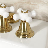 Victorian Three-Handle Deck Mount Vertical Spray Bidet Faucet with Brass Pop-Up