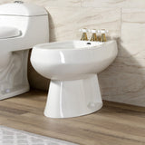 Victorian Three-Handle Deck Mount Vertical Spray Bidet Faucet with Brass Pop-Up