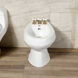 Victorian Three-Handle Deck Mount Vertical Spray Bidet Faucet with Brass Pop-Up