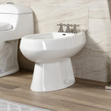 Victorian Three-Handle Deck Mount Vertical Spray Bidet Faucet with Brass Pop-Up