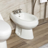 Victorian Three-Handle Deck Mount Vertical Spray Bidet Faucet with Brass Pop-Up