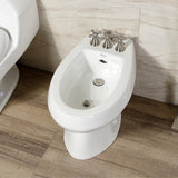 Victorian Three-Handle Deck Mount Vertical Spray Bidet Faucet with Brass Pop-Up