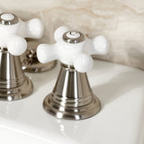 Victorian Three-Handle Deck Mount Vertical Spray Bidet Faucet with Brass Pop-Up