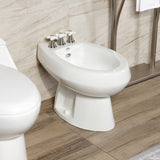 Victorian Three-Handle Deck Mount Vertical Spray Bidet Faucet with Brass Pop-Up