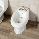 Victorian Three-Handle Deck Mount Vertical Spray Bidet Faucet with Brass Pop-Up