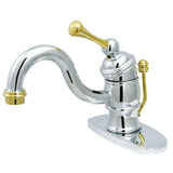 Victorian One-Handle 1-Hole Bathroom Faucet with Deck Plate and Pop-Up Drain