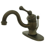 Victorian One-Handle 1-Hole Bathroom Faucet with Deck Plate and Pop-Up Drain