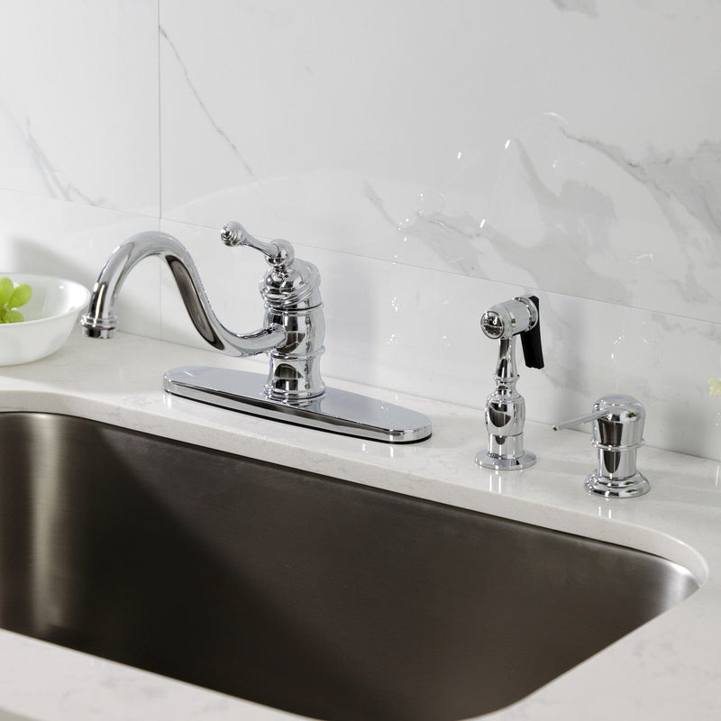 Vintage Single-Handle 2-or-4 Hole Kitchen Faucet with Brass Sprayer