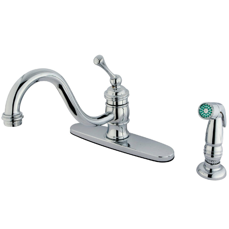 Single-Handle 2-or-4 Hole Kitchen Faucet with Side Sprayer