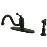 Vintage Single-Handle 2-or-4 Hole Deck Mount Kitchen Faucet with Brass Side Sprayer
