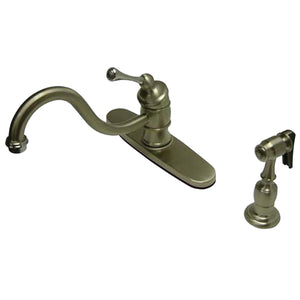 Vintage Single-Handle 2-or-4 Hole Deck Mount Kitchen Faucet with Brass Side Sprayer