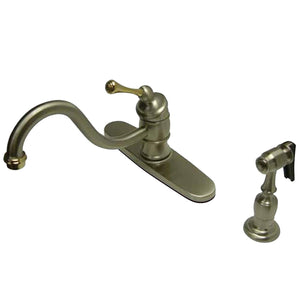Vintage Single-Handle 2-or-4 Hole Deck Mount Kitchen Faucet with Brass Side Sprayer