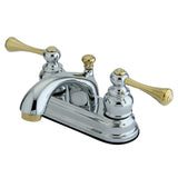 Vintage Double-Handle 3-Hole Deck Mount 4-Inch Centerset Bathroom Faucet with Pop-Up Drain