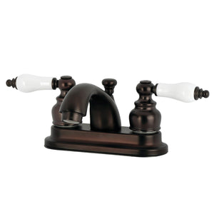 Double-Handle 3-Hole Deck Mount 4-Inch Centerset Bathroom Faucet with Pop-Up Drain