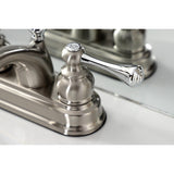 Vintage Double-Handle 3-Hole Deck Mount 4-Inch Centerset Bathroom Faucet with Pop-Up Drain