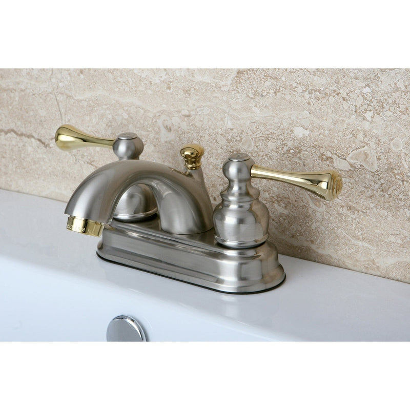 Vintage Double-Handle 3-Hole Deck Mount 4-Inch Centerset Bathroom Faucet with Pop-Up Drain