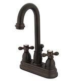 Restoration Double-Handle 3-Hole Deck Mount 4-Inch Centerset Bathroom Faucet with Pop-Up Drain
