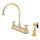Restoration Two-Handle 4-Hole 8" Centerset Kitchen Faucet with Brass Sprayer