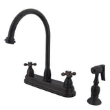 Restoration Two-Handle 4-Hole 8" Centerset Kitchen Faucet with Brass Sprayer