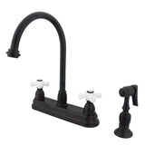 Restoration Two-Handle 4-Hole 8" Centerset Kitchen Faucet with Brass Sprayer