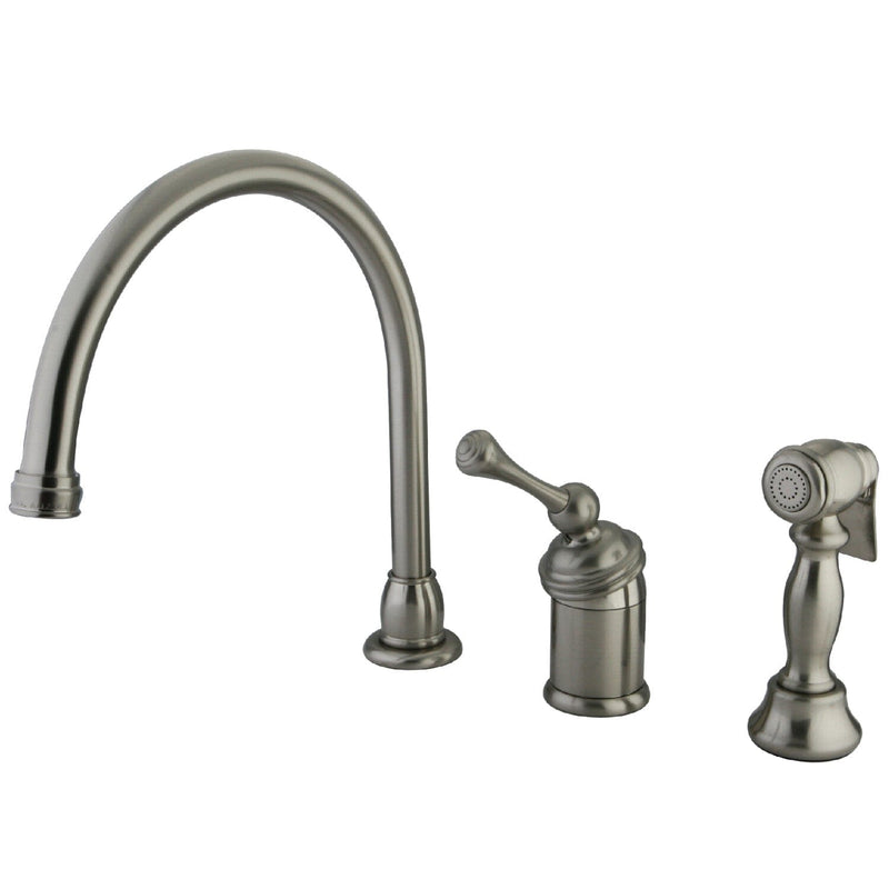 Georgian Single-Handle 3-Hole Widespread Kitchen Faucet with Brass Sprayer