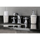 Metropolitan Two-Handle 3-Hole Deck Mount Widespread Bathroom Faucet with Pop-Up Drain