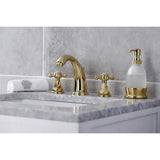 Metropolitan Two-Handle 3-Hole Deck Mount Widespread Bathroom Faucet with Pop-Up Drain