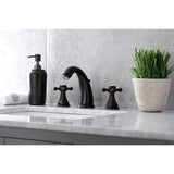 Metropolitan Two-Handle 3-Hole Deck Mount Widespread Bathroom Faucet with Pop-Up Drain