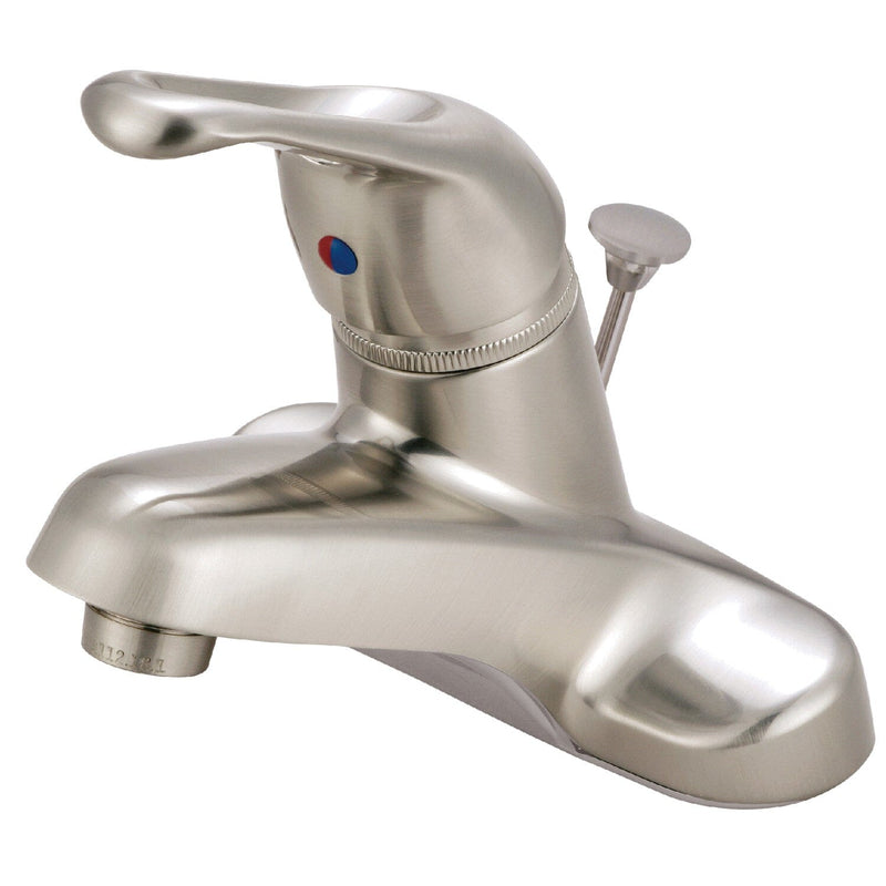 Wyndham Single-Handle 3-Hole Deck Mount 4-Inch Centerset Bathroom Faucet with Brass Pop-Up